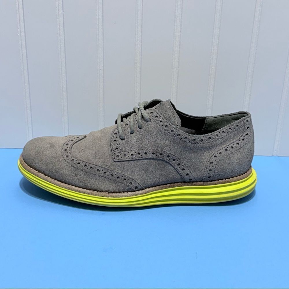 Cole Haan LunarGrand Wingtip Oxford Shoes Mens 7.5 M Gray Suede Lace Up Casual - Picture 6 of 14